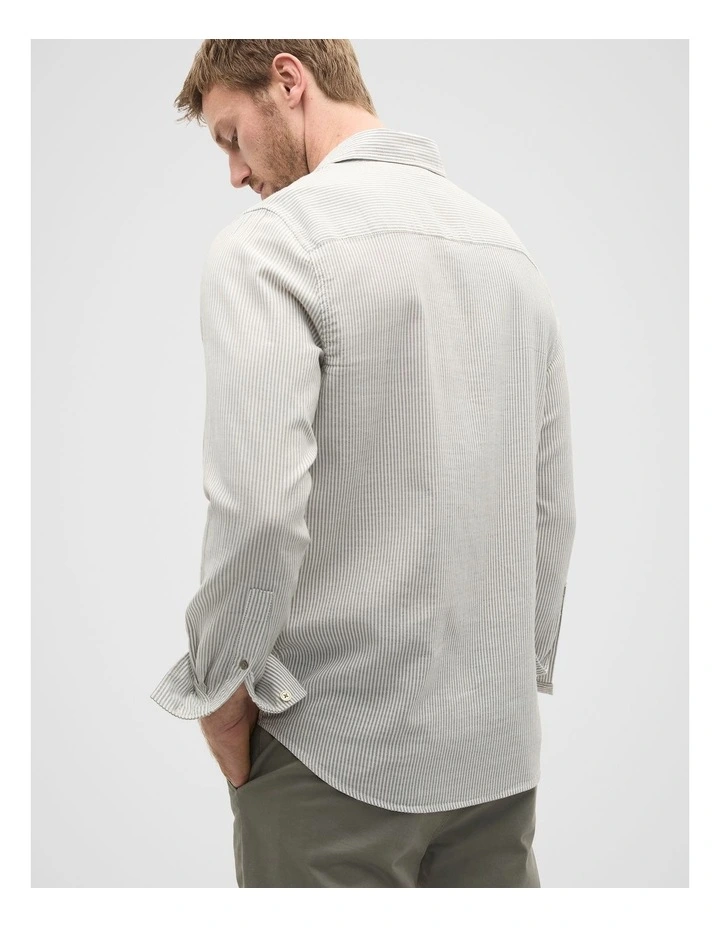 Texture Stripe Shirt in Vintage Khaki image 2