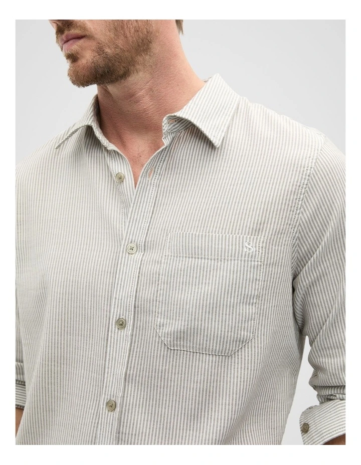 Texture Stripe Shirt in Vintage Khaki image 4