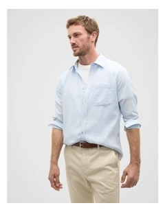 Texture Stripe Shirt in Skyway