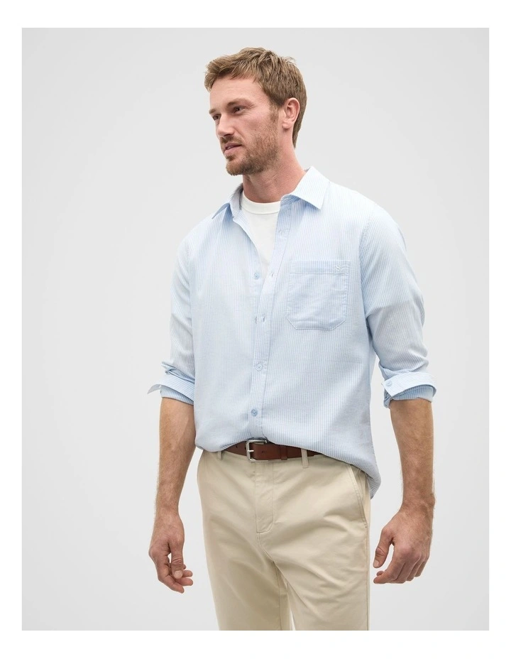 Texture Stripe Shirt in Skyway image 1