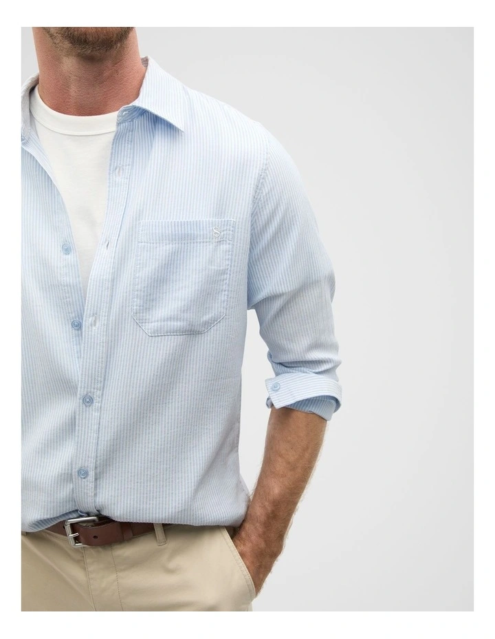 Texture Stripe Shirt in Skyway image 4