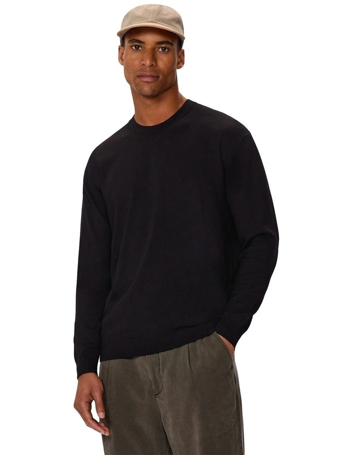 The Basic Crew Knit Sweater In Black image 1
