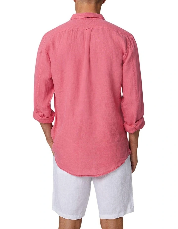 The Tennyson Linen Long Sleeve Shirt Red image 3