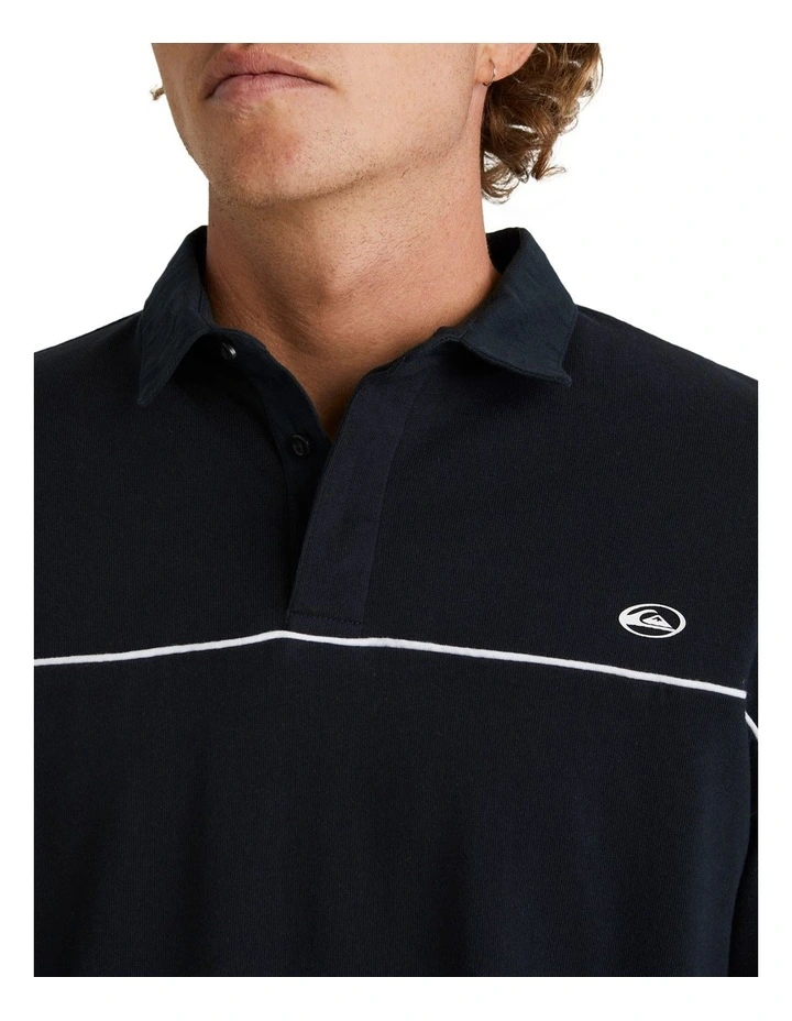 Modular Rugby Long Sleeve Polo Shirt in Black image 4