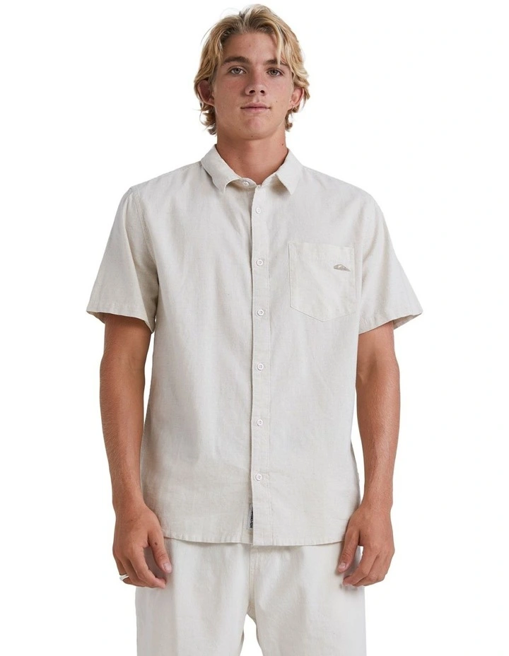 Palm Waves Short Sleeve Shirt in Birch image 1