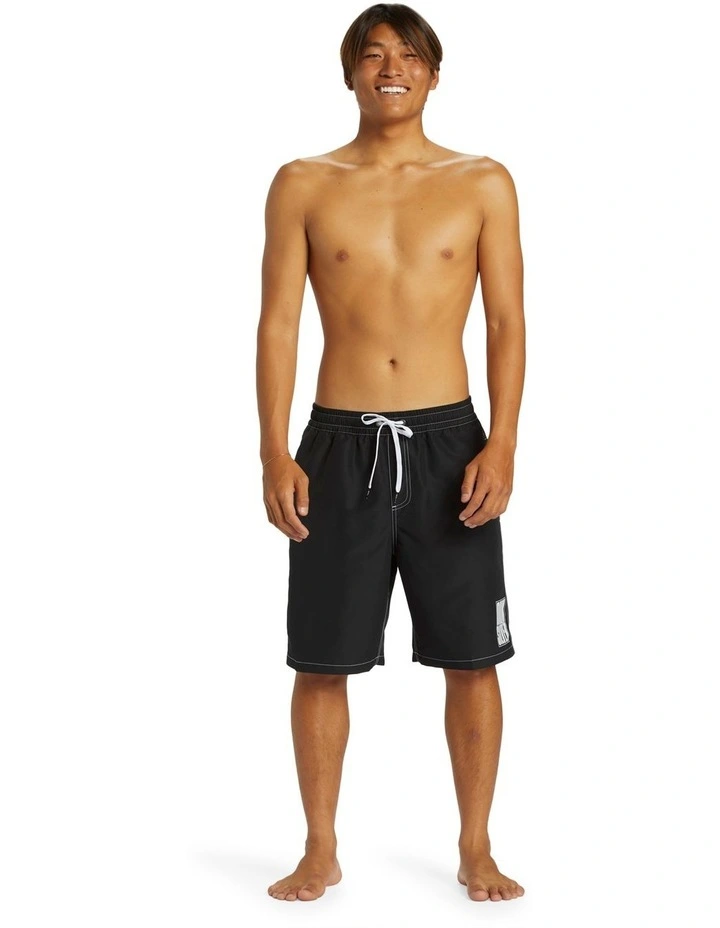 Quiksilver Saturn Volley 20'' Elastic Waist Swim Shorts In Black MYER
