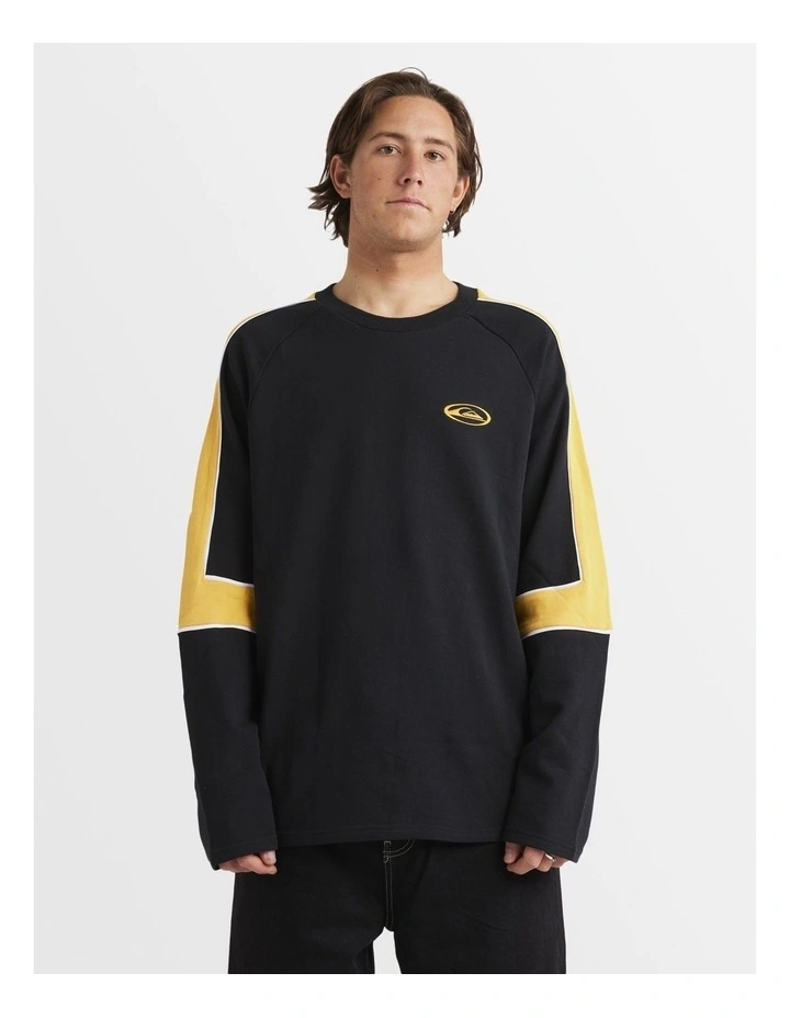 Saturn Panel Crew Neck Sweatshirt in Black image 1