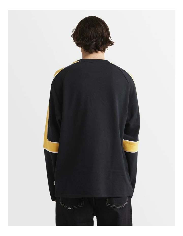 Saturn Panel Crew Neck Sweatshirt in Black image 2