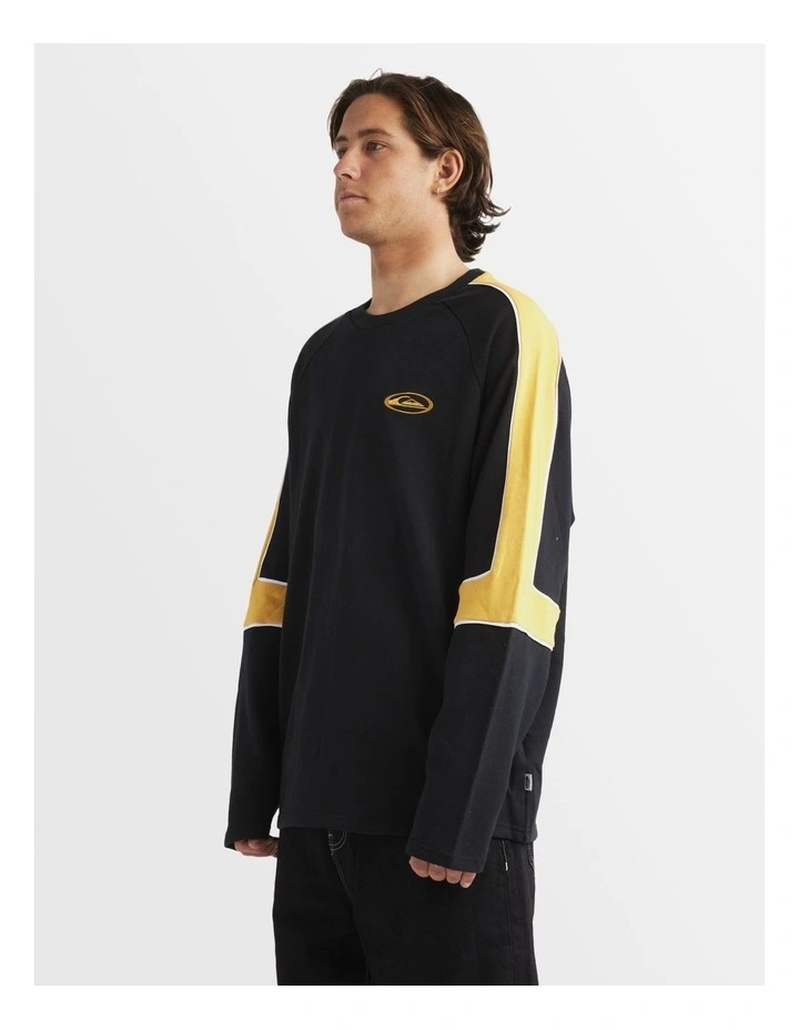 Saturn Panel Crew Neck Sweatshirt in Black image 3