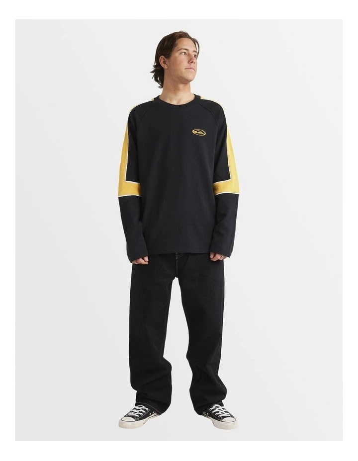 Saturn Panel Crew Neck Sweatshirt in Black image 5