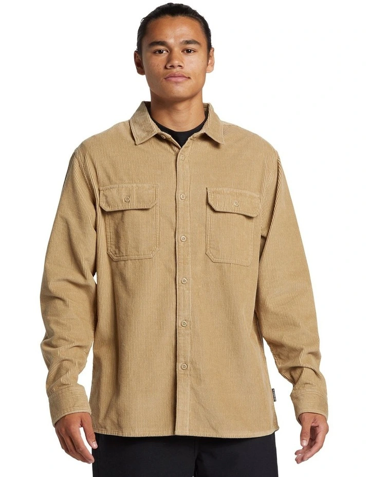 Venture Long Sleeve Corduroy Shirt in Beige image 1