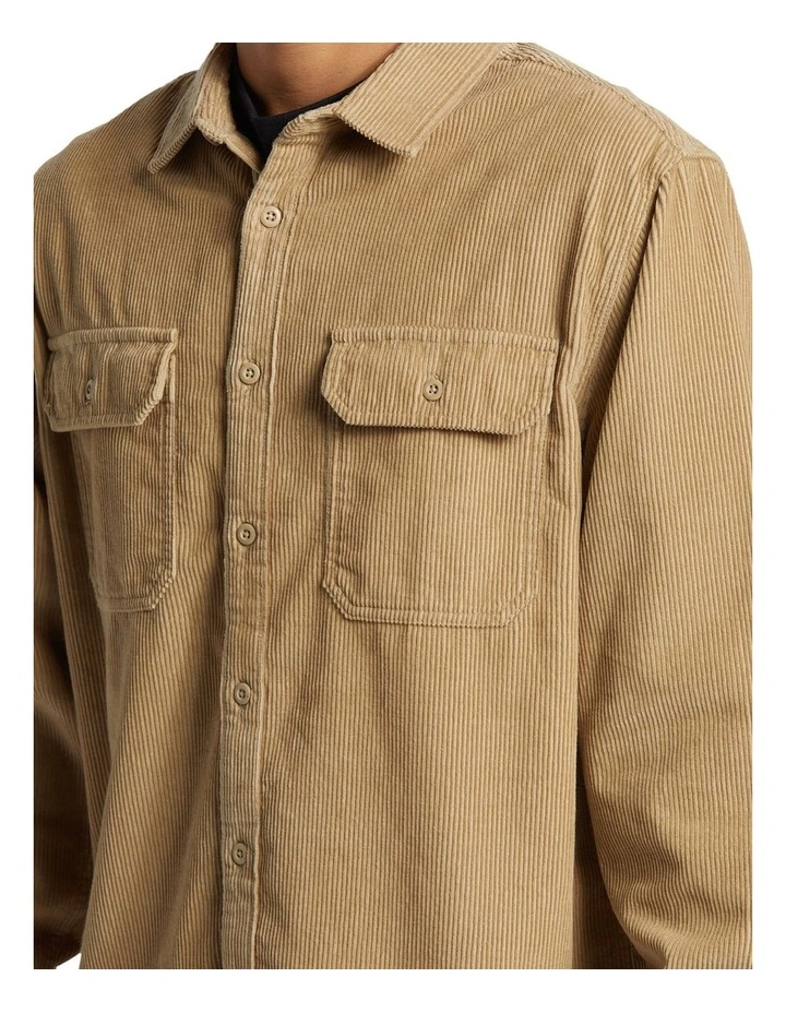 Venture Long Sleeve Corduroy Shirt in Beige image 4