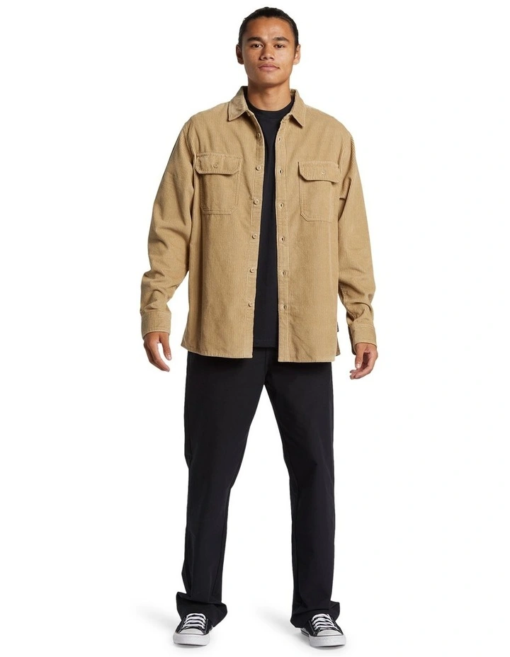 Venture Long Sleeve Corduroy Shirt in Beige image 5