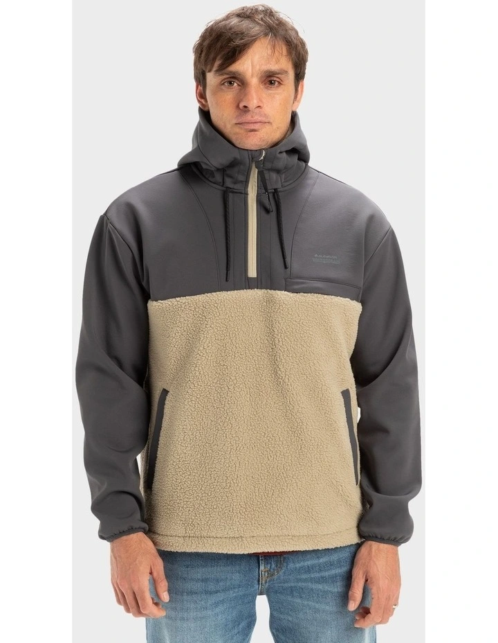 South Pop Half-Zip Fleece Hoodie in Beige image 1
