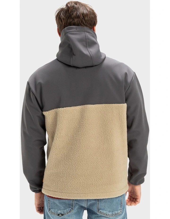 South Pop Half-Zip Fleece Hoodie in Beige image 2