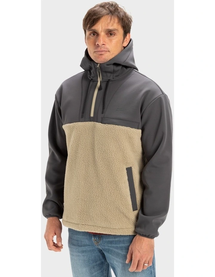South Pop Half-Zip Fleece Hoodie in Beige image 3