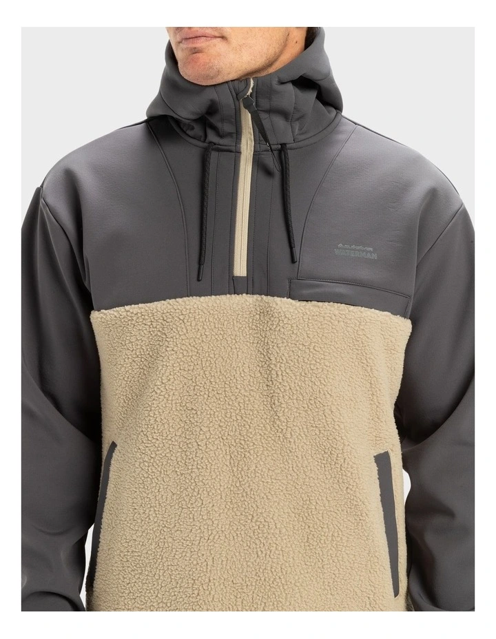 South Pop Half-Zip Fleece Hoodie in Beige image 4