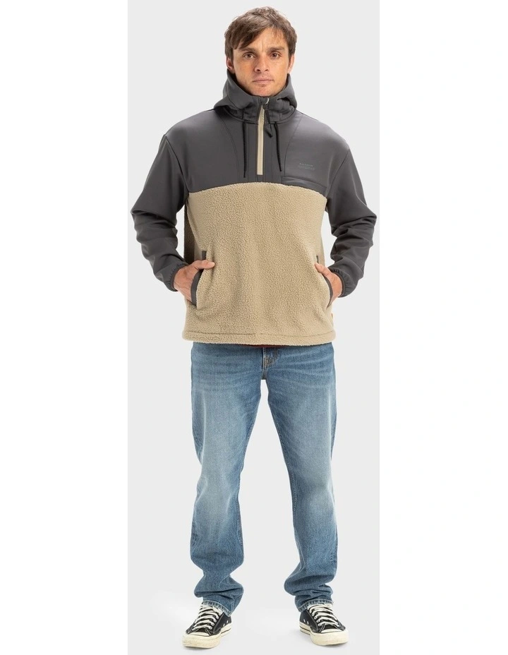 South Pop Half-Zip Fleece Hoodie in Beige image 5