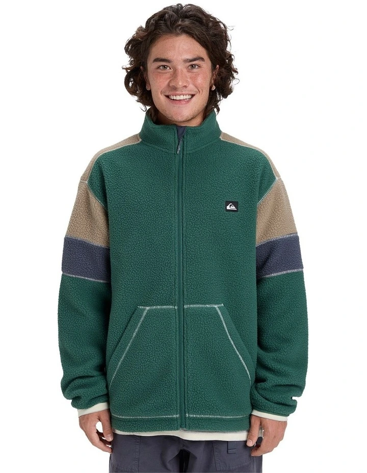 Clean Coast Block Fleece Jacket in Green image 1