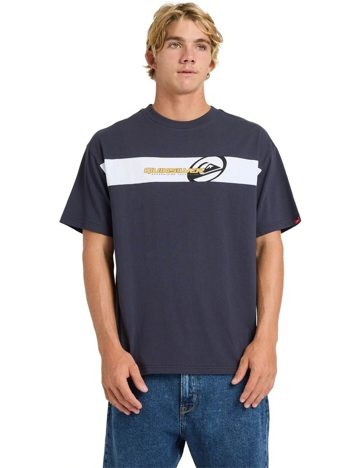 Tilt Panel Knit T-Shirt in Black image 1