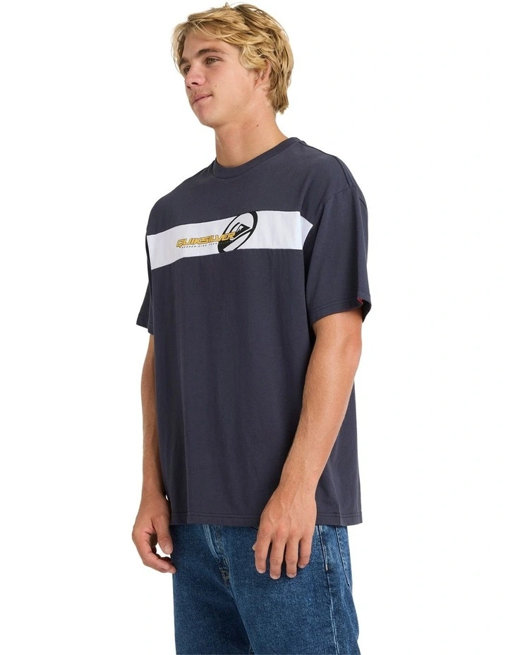 Tilt Panel Knit T-Shirt in Black image 3