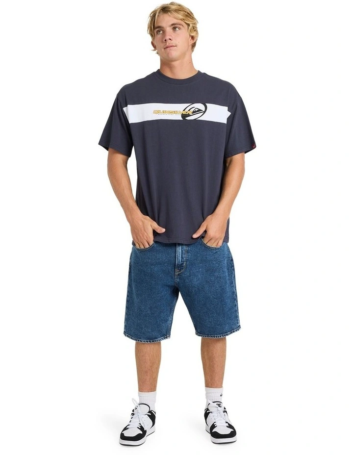 Tilt Panel Knit T-Shirt in Black image 5