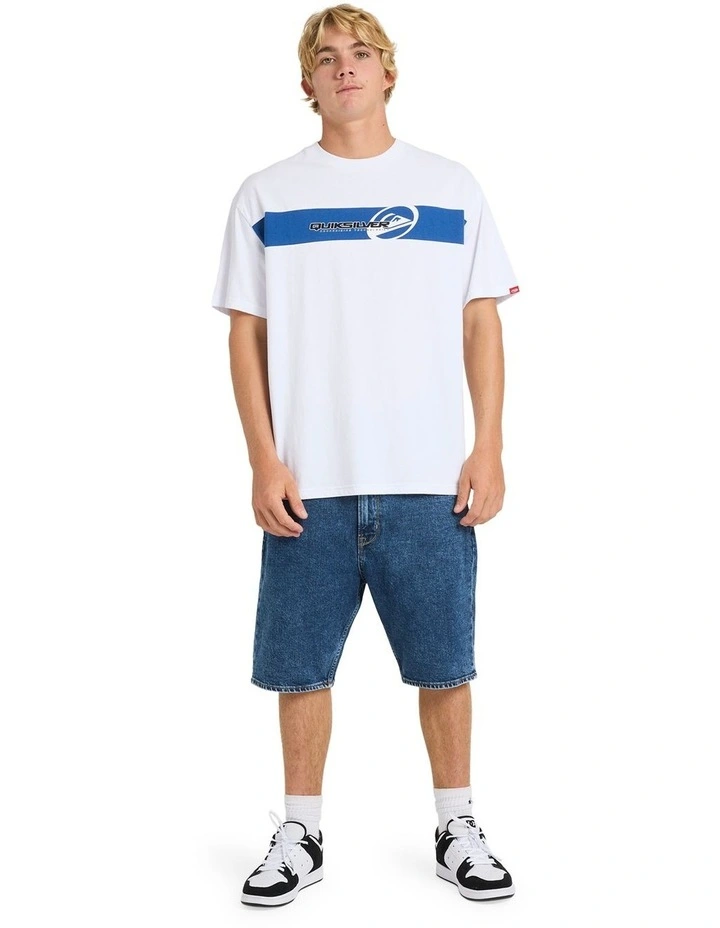 Tilt Panel Knit T-Shirt in White image 5