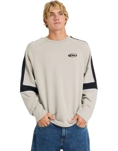 Saturn Panel Crew Neck Sweater in Beige