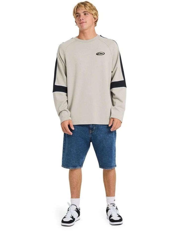 Saturn Panel Crew Neck Sweater in Beige image 5