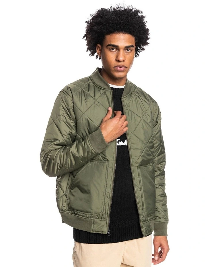 Mysto Bombie Quilted Bomber Jacket in Grape Leaf image 1