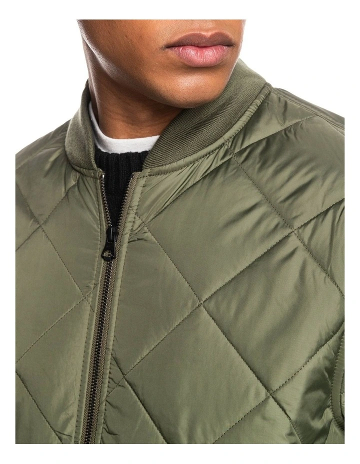 Mysto Bombie Quilted Bomber Jacket in Grape Leaf image 4