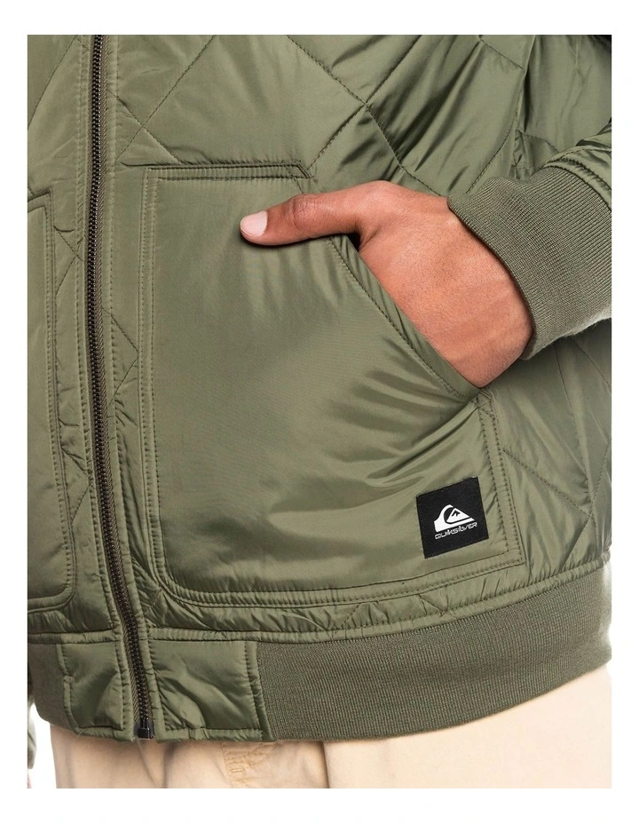 Mysto Bombie Quilted Bomber Jacket in Grape Leaf image 5