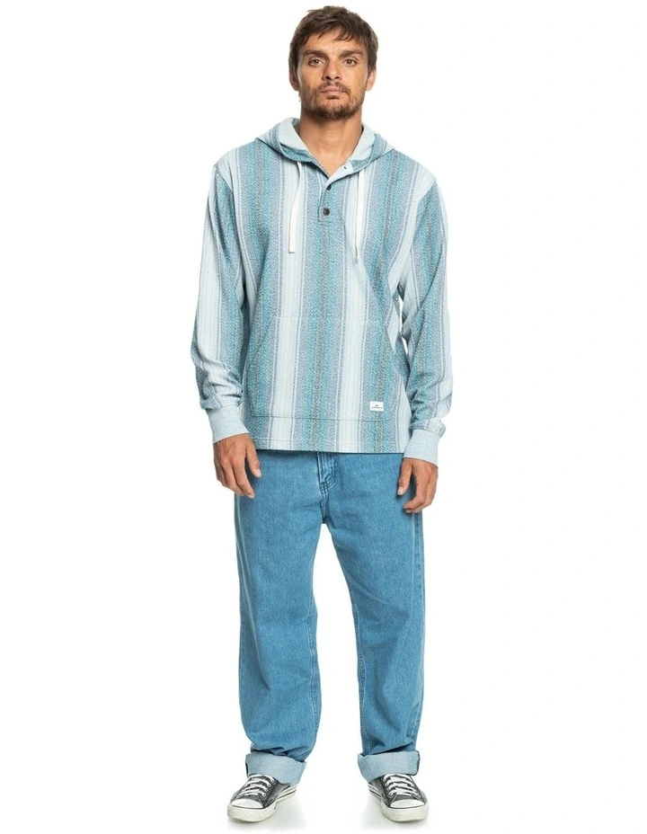 Baja Henley Hoodie in Blue image 4
