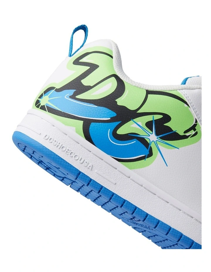 Court Graffik Shoes in White/Lime/Turquoise image 5