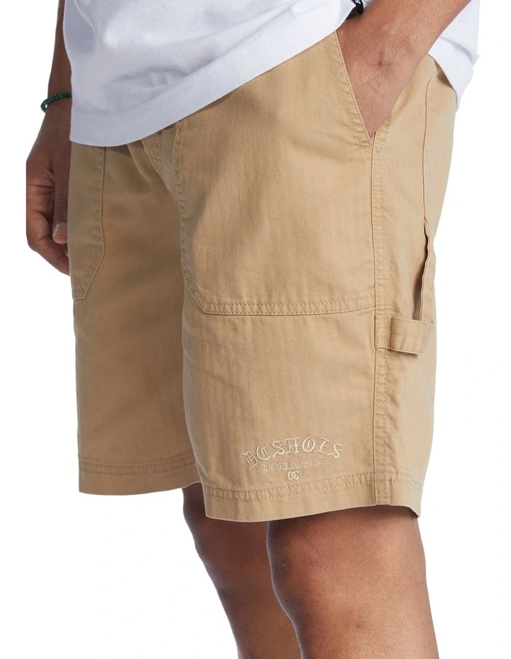 Mechanic Elasticated Shorts In Tan image 4