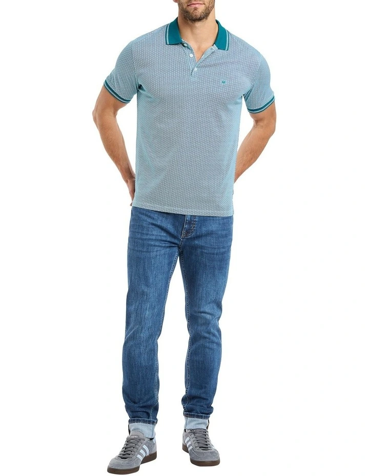 Evan Cotton Polo in Atlantic Multi image 2