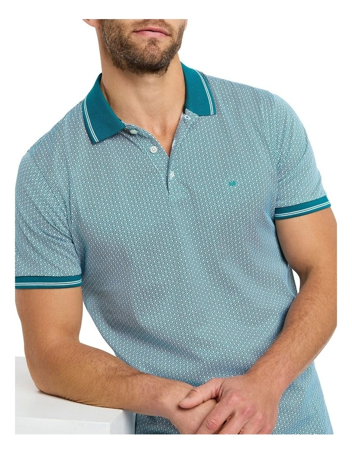 Evan Cotton Polo in Atlantic Multi image 4
