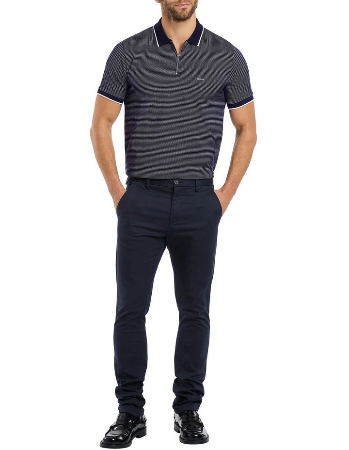 Thomas Zip Neck Polo in Navy image 2