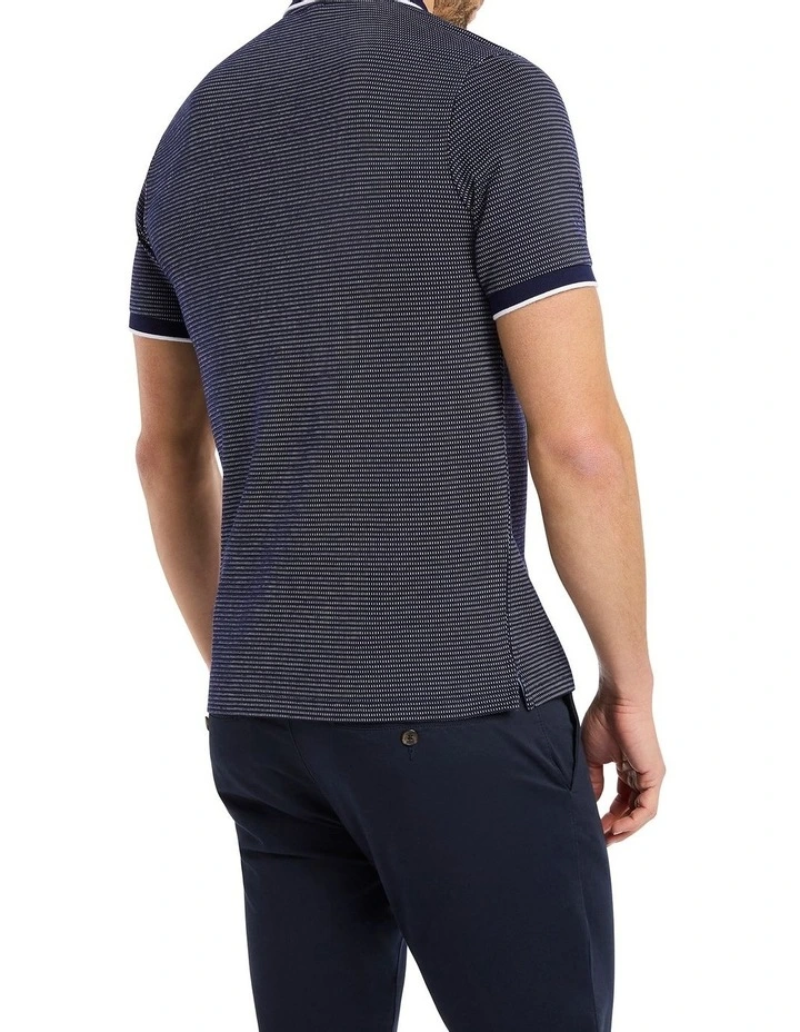Thomas Zip Neck Polo in Navy image 3
