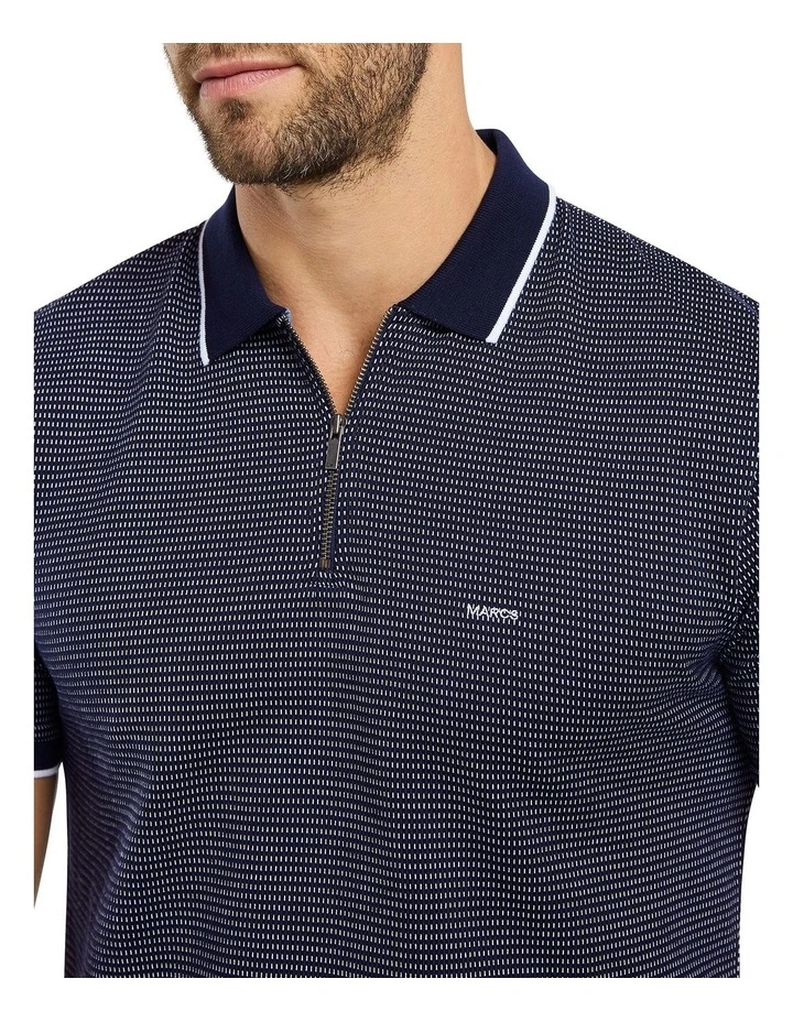 Thomas Zip Neck Polo in Navy image 4