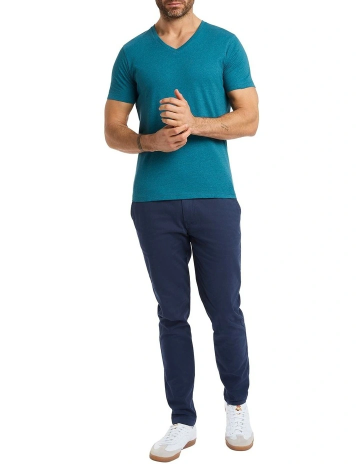 Marle Arnie V Neck Tshirt in Atlantic Marle image 2