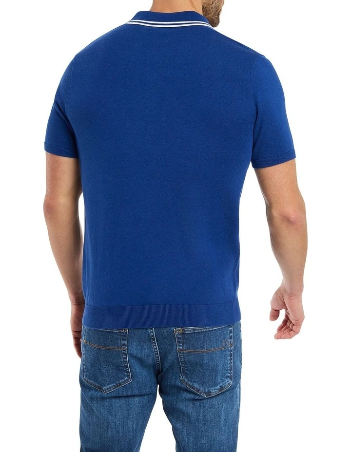 Eero Knit Polo in Sapphire image 3
