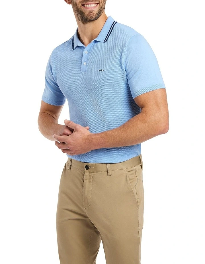 Eero Knit Polo in Sky image 1