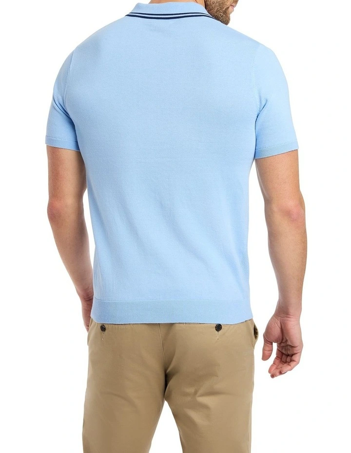 Eero Knit Polo in Sky image 4