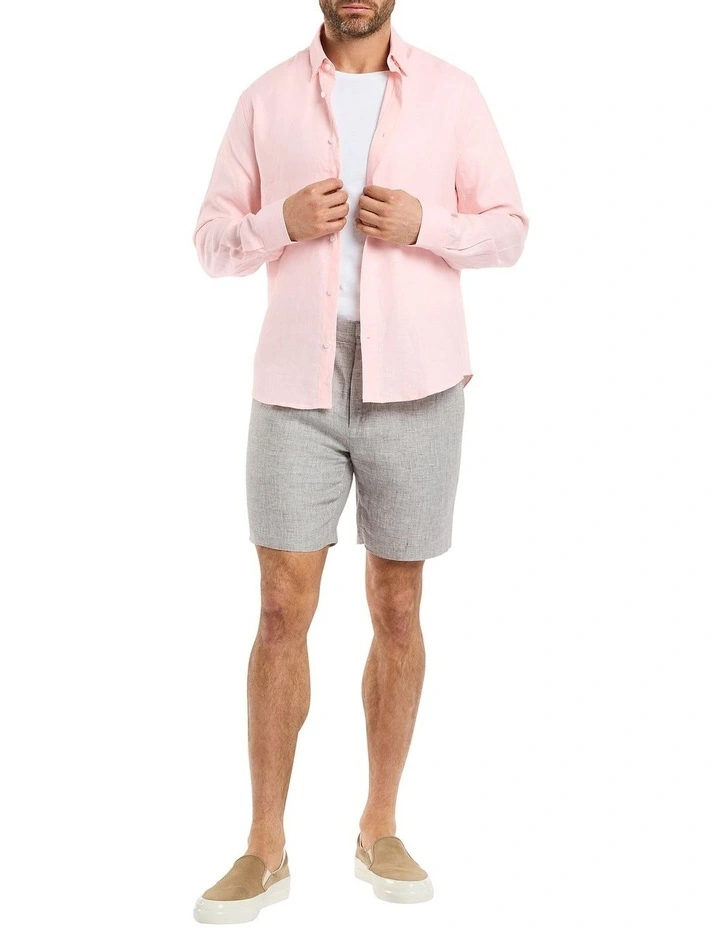 Felix Long Sleeve Linen Shirt in Rose image 2