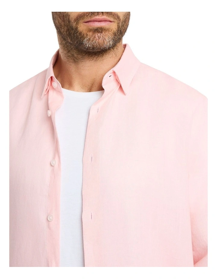 Felix Long Sleeve Linen Shirt in Rose image 3