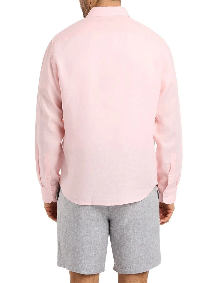 Felix Long Sleeve Linen Shirt in Rose image 4