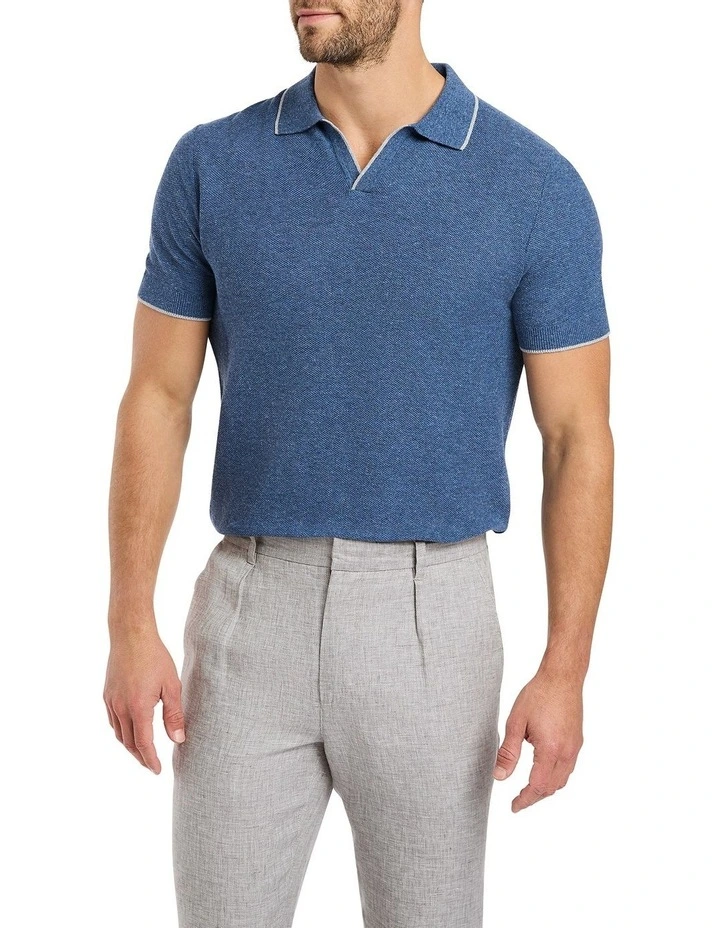 Bowie Knit Polo in Slate Blue image 1