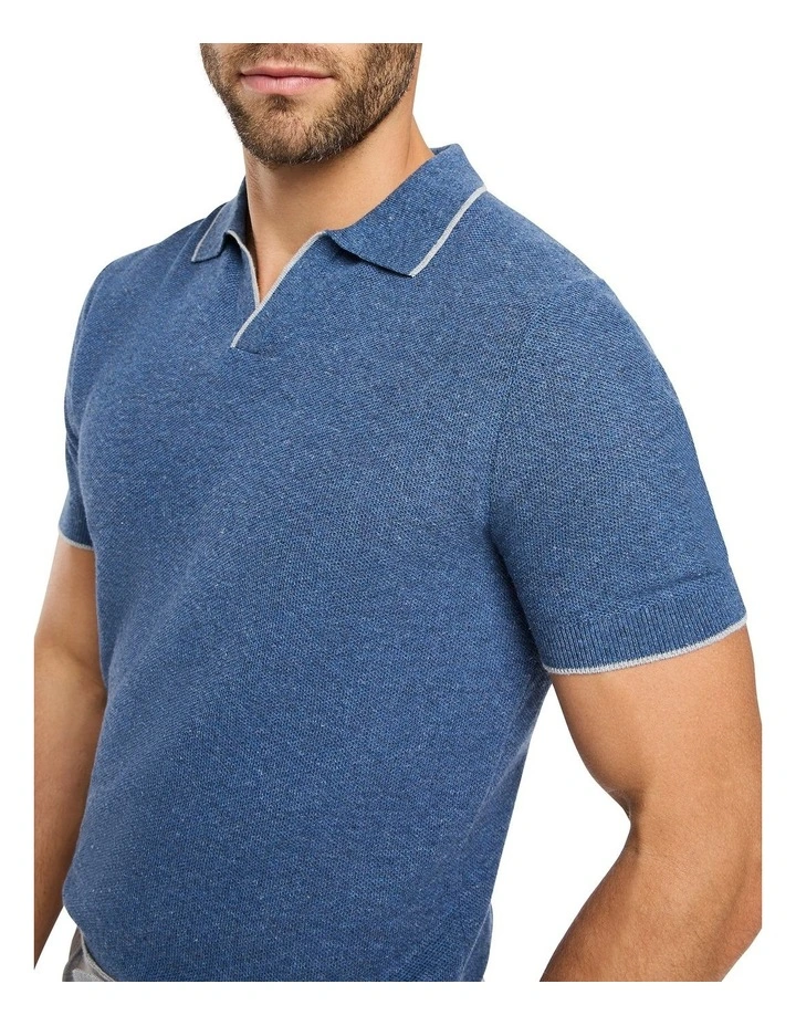 Bowie Knit Polo in Slate Blue image 3