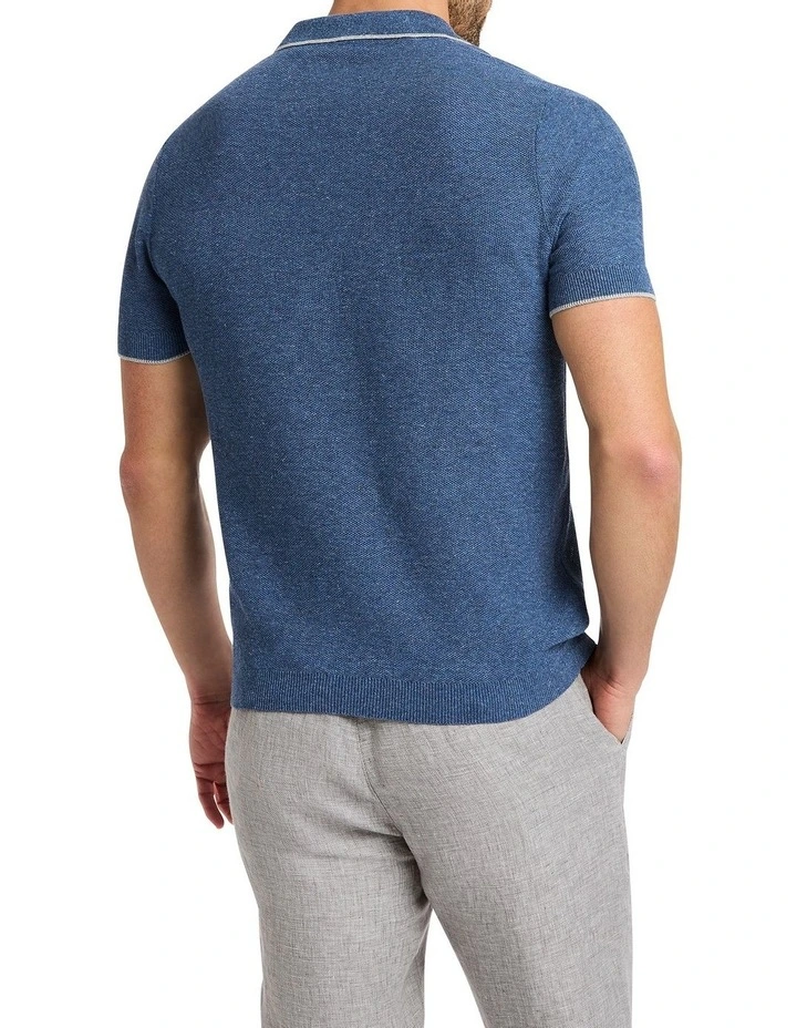 Bowie Knit Polo in Slate Blue image 4